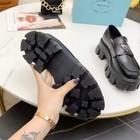 Classic Triangle Logo Casual Women s Loafers Small Leather Shoes Size 35-40