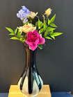 Vintage 60 s 70 s Drip Glaze  Pottery Vase 11  Tall  Black  white Genie Style