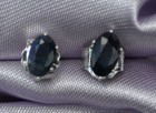 Nice 5mm X 3mm  Oval Natural Blue Sapphire Studs  In Sterling Silver