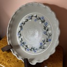 2025 Salmon Falls Light Blue And White Dot Flowers  Falls Stoneware Pie Plate