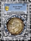 1949 Canada  1 Dollar Pcgs Ms65 Lot g9819 Silver  Gem Bu  Beautiful Toning 