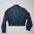Rare Vintage 90 s Calvin Klein Cropped Denim Black Jacket Size Med Sequin Collar