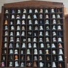 Wooden Thimble Display Case With 100 Collectible Sewing Thimbles