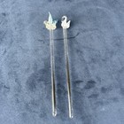 Vintage Art Deco Glass Swizzle Stir Sticks Swan And Bird Lot Of Two Art Deco Bar