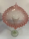 Antique Hand Blown Cranberry To Clear Jack In The Pulpet   Glows 