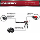Husky 10 Oz  Heavy-duty High Leverage Drip Free Caulk Gun New