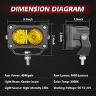 2x 3inch Led Work Light Bar Spot Flood Cube Pods Driving Fog Offroad Truck Amber