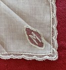 Delicate Antique Ladies Silk Handkerchief - Lace Edged With Initial  m 