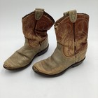 Vintage Child s Leather Cowboy Boots Tan Western Rodeo Style Distressed Decor