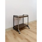 Mid Century Chrome And Wood Laminate Bar Cart  Rolling Serving Cart
