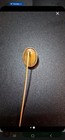 Brass Hatpin With Red Glass Oval Top And Red Glass Stone