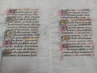 Vellum Double Leaf Flemish Books Of Hours 10 Gold Initials Manuscript 1460 Ad