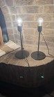 Pair Vintage 1950s Black Cone Table Lamps Glowing Green Gilbert Night Light Swit