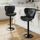 Adjustable Faux Leather Swivel Bar Stools Set Of 2  Modern Counter Height Chairs