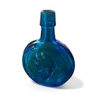 Wheaton Village President Jimmy Carter Blue Glass Bottle Miniature 3 In