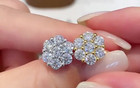 Vvs1 Moissanite Flower Stud Earrings Screw Back 925 Sterling Silver Gra Cert
