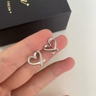 Women s Fashionable Heart-shaped Ear Studs Simple Silvery Earrings Copper