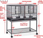 42  Stackable Center Divided Breeder Breeding Nest Parakeet Bird Rolling Cage