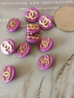 Small Lot Of 10 12mm Designer Stamped Chanel Button  Gold Tone 