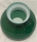 Vntg Emerald Green Over Opal Smooth Glass Student Lamp Or Rayo Oil Lamp Shade 8   