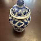 Vintage Chinese Blue White Porcelain Ginger Jar Lid Fine China Cobalt Peony Vine