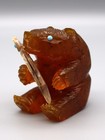 Maxx Laate Amber And Abalone Shell Zuni  my Fish  Bear Fetish