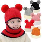 Winter Toddler Baby Kids Boy Girls Warm Knitted Beanie Cap Hat Scarf Set Earflap
