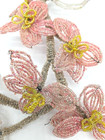 Vtg French Beaded Orchid Flower Stem Pink Yellow Seed Bead Handmade Poseable 12 