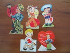 Lot Of 10 Vintage School Valentines  Boys  1940 s  Die Cut  Used  Signed