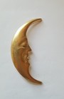 Vtg Button Man In The Moon Vintage Large  Crescent Moon Shank Gold Metal 2 1 2 