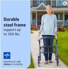Medline Steel Rollator Walker With Seat  Blue  300 Lb  Weight Capacity  8    Wheel