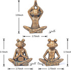 Bronze Frog Figurines  3-piece Yoga Decor Set  Antique Bronze Color  Handmade   