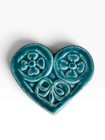 Vintage Pewabic Pottery Detroit Ceramic Heart Tile Green Tudor Rose Floral 5x4 5