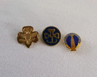 Vintage Lot Of 3 Girl Scout Pins Gold Tone With Blue
