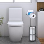 Meangood Toilet Paper Holder Stand W  Shelf Dispenser For 4 Mega Rolls Black