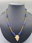 Beautiful Old Vintage Lapis Lazuli Bead With Brass Beads Unique Amulet