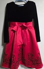 Rare Editions Girls Size 6 Black red Satin Fit   Flare Long Sleeve Bow Dress