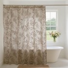  Vintage Farmhouse Linen Shower Curtain botanical Floral Vintage Bird Beige
