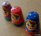 Bulk Of 3 Handpainted Wood  Russian Thimble