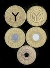 Vintage New York City Transit Authority 5 Assorted Subway Tokens