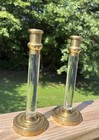 Vintage Lucite   Brass Mid Century Modern Candlesticks Holders Set Of Two   9   
