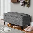 Linen Lift Top Tufted Storage Ottoman Bench Seat For Bedroom End Of Bed Grey