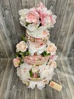 Baby Diaper Cake Tea Party Garden Floral Shower Centerpiece Gift Girl Newborn