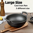3 Sizes Cast Iron Wok  Heavy-duty Cast Iron Skillet