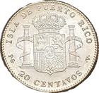 Puerto Rico 1895     Alfonso Xiii 20 Centavos Tribute Coin