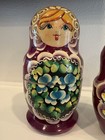 Vintage Hand Painted Russian Wooden Matryoshka Stacking Nesting Dolls Set Of 5