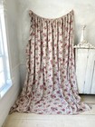 French Art Nouveau Curtain Large Scale Print Floral Pink Red Antique Drape Bedc