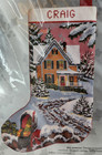 Candamar  30565 Country Christmas Scene Needlepoint Stocking Kit   Sealed