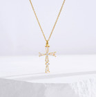 Inlaid Zircon Cross Pendant Necklace Link Chain For Women Daily Wear Gift