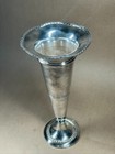 Silver  Silver Plated  Pewter  Tall Floral Trumpet Vase Non Magentic Tarnishes